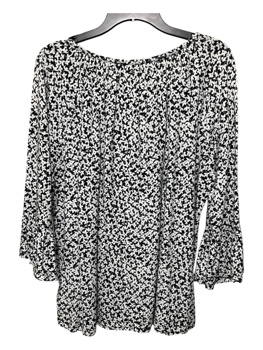 MICHAEL Michael Kors Black & White Floral Scoop Neck Top with Bell Sleeves - Picture 2 of 7